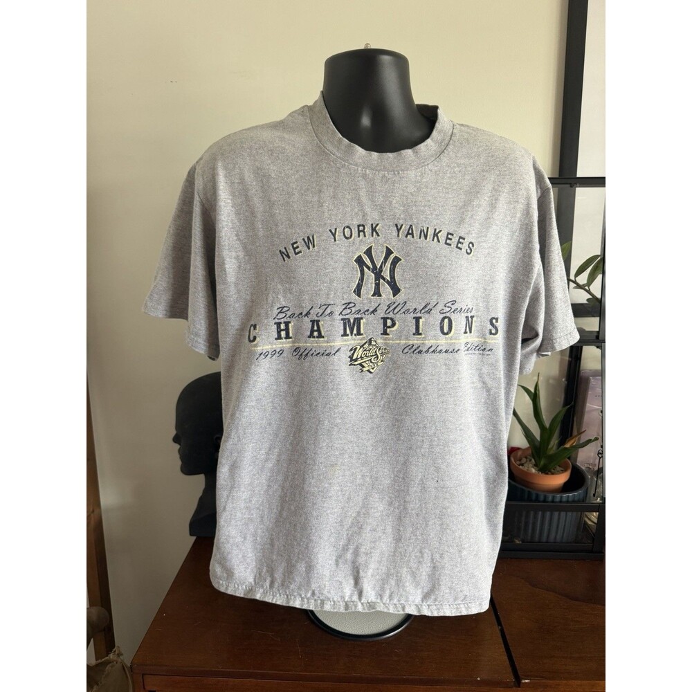 New York Yankees Shirt Mens L Gray MLB Baseball Lee 1999 Champions Vintage Tee